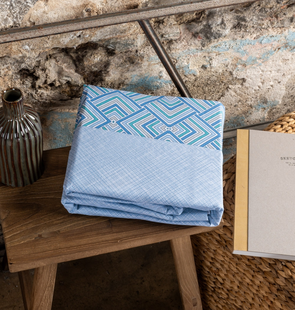 Σεντόνια Σετ "Luna" Echo Blue - Διπλό λάστιχο (1x205x265, 1x160x200+30 +2 μαξ. 50×70)