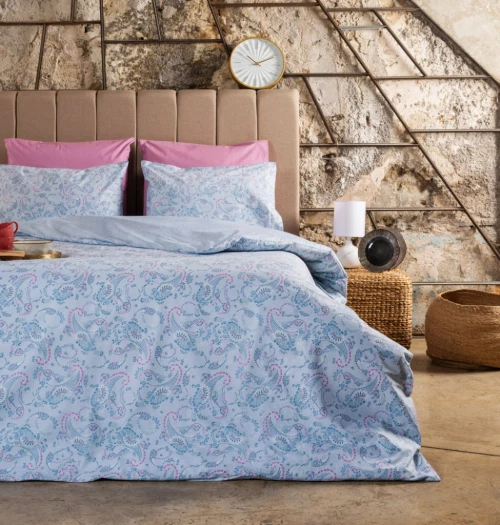 Σεντόνια Σετ "Luna" Lily Blue - Υπέρδιπλο (2x 235×265 + 2 μαξ. 50×70)