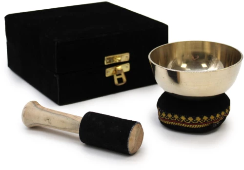 Gift Set Μπολ Διαλογισμού - Tibetan Singing Bowl Black 9cm