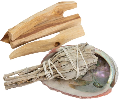 Smudge Set Palo Santo, Φασκόμηλο και Κοχύλι για Καθαρισμό Χώρου και Αύρας