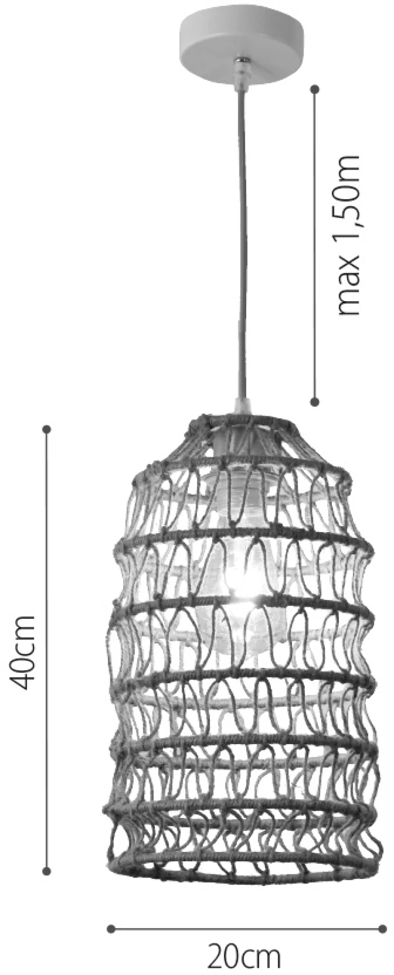 InLight Κρεμαστό Φωτιστικό από σχοινί 1xE27 D:20cm (4048-C)