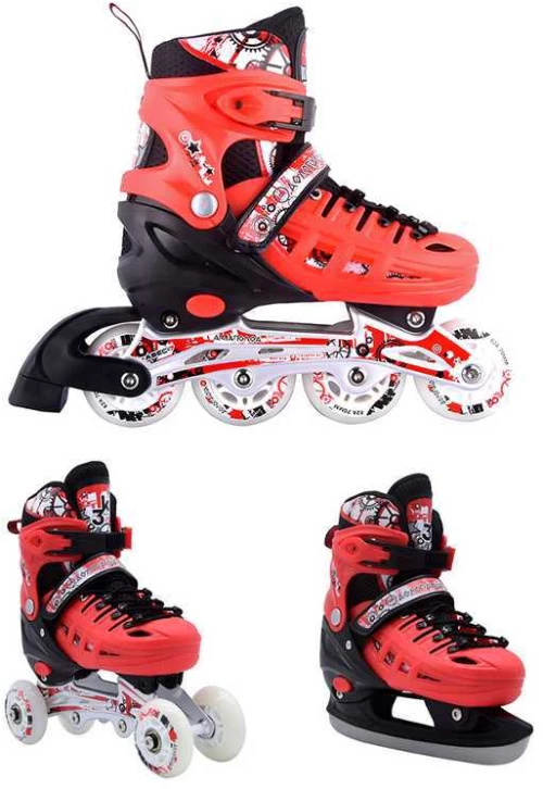 Αθλοπαιδιά 10305 Αυξομειούμενα Πατίνια/Roller Skates/Παγοπέδιλα 3 σε 1 - Κόκκινο