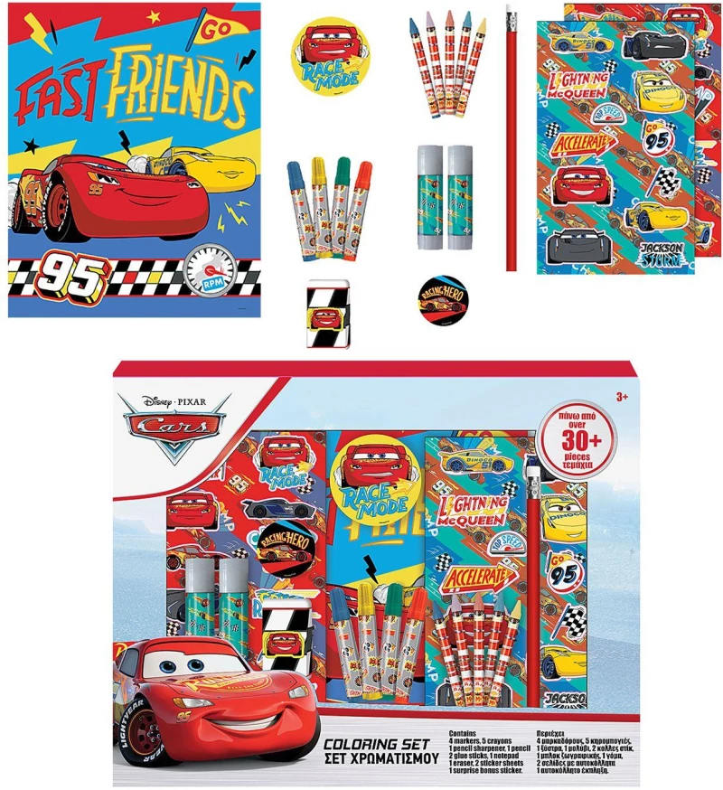 ΣΧΟΛΙΚΟ ΣΕΤ ΧΡΩΜΑΤΙΣΜΟΥ 30ΤΕΜ CARS 37x29cm Disney