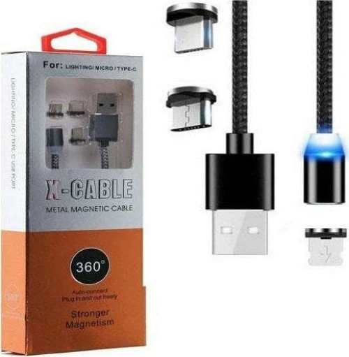 Καλώδιο Magnet 3 σε 1 - USB - Lightning/MicroUSB/Type-C - 3.5A - 1m - 080233