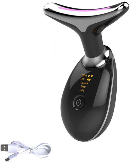 Επαναφορτιζόμενη Συσκευή Σύσφιξης – Αντιγήρανσης – Αναζωογόνησης Προσώπου Λαιμού με Φωτοθεραπεία MGE-009 Μαύρη