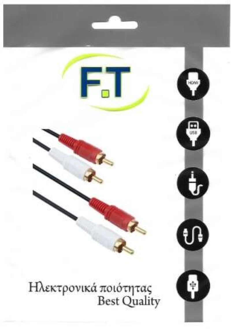 FTT16-002 2 rca- 2 rca επίχρυσο 2.5m