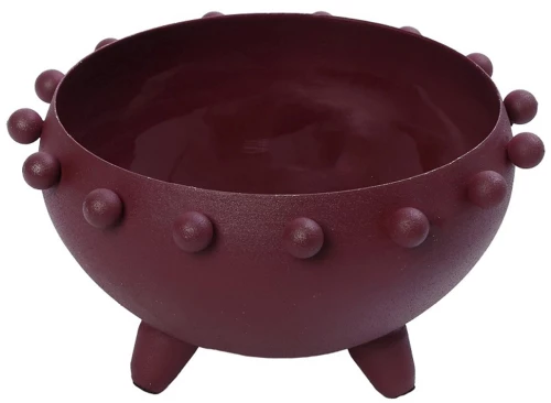 Μπωλ με πόδι στρογγυλό μεταλλικό μπορντώ 26x26x15,5cm Espiel AKA247