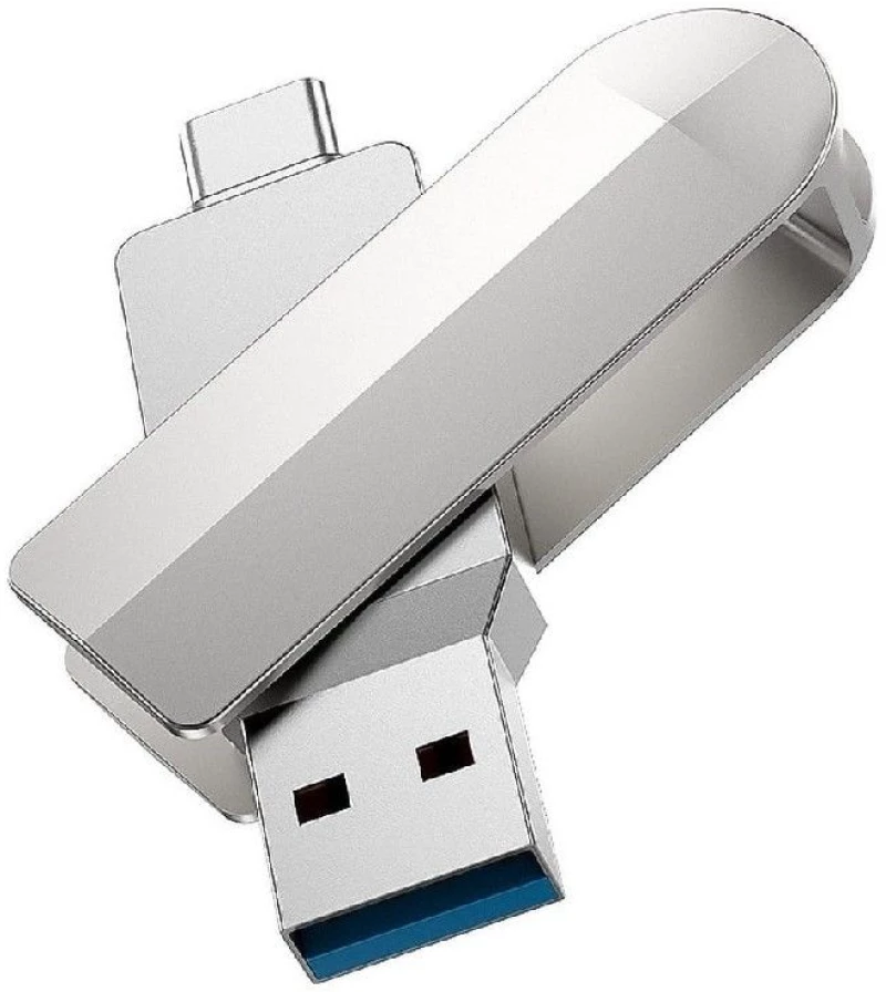 Flash Drive Hoco UD10 2 in 1 32GB USB-A 3.0 και USB-C Συμβατό με Windows Mac Linux και Android Ασημί