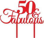 Cake Topper 50 Fabulous ΚΟΚΚΙΝΟ