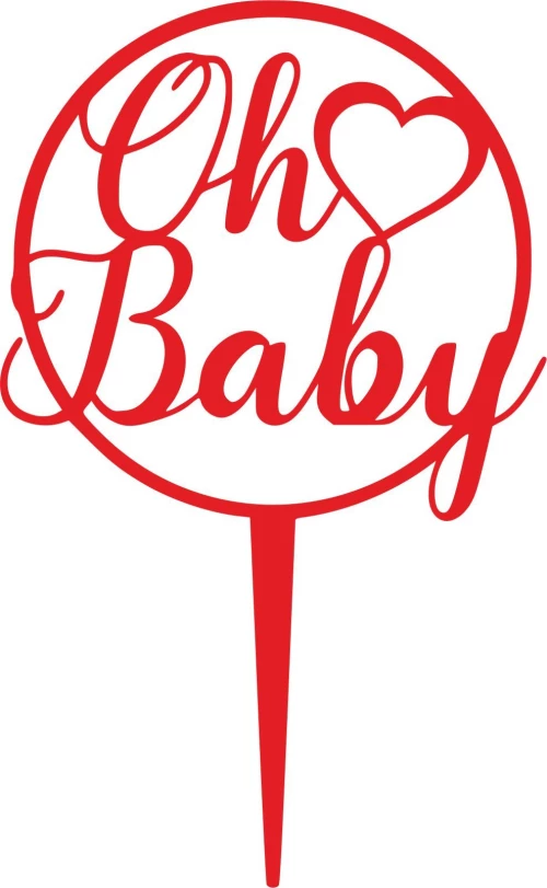 Cake Topper Oh Baby ΚΟΚΚΙΝΟ
