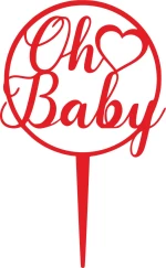 Cake Topper Oh Baby ΚΟΚΚΙΝΟ