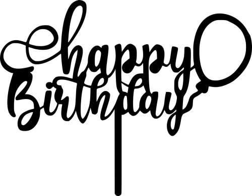 Cake Topper happy ballon ΜΑΥΡΟ