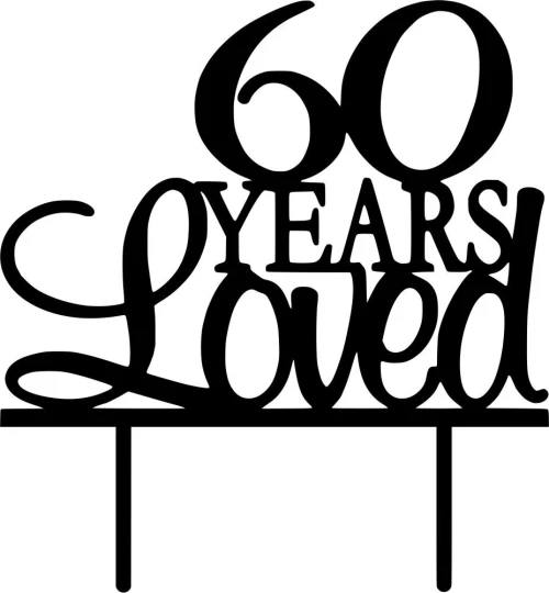 Cake Topper 60 years Loved ΜΑΥΡΟ