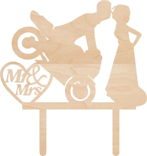 Cake Topper Mr & Mrs Moto ΞΥΛΟ