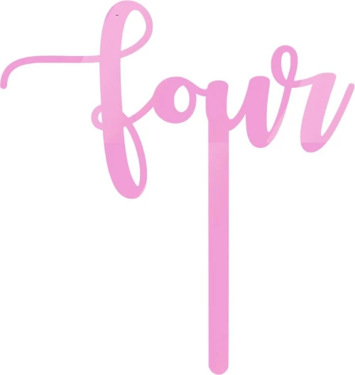 Cake Topper Four ΡΟΖ ΚΑΘΡΕΠΤΗΣ