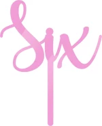 Cake Topper Six ΡΟΖ ΚΑΘΡΕΠΤΗΣ
