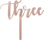Cake Topper Three ROZE GOLD ΚΑΘΡΕΠΤΗΣ