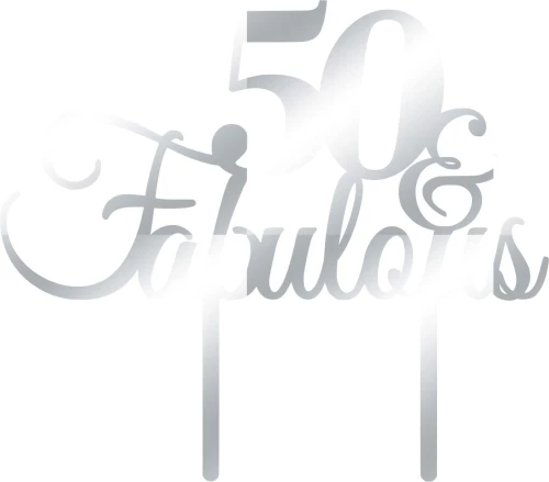 Cake Topper 50 Fabulous ΑΣΗΜΙ ΚΑΘΡΕΠΤΗΣ