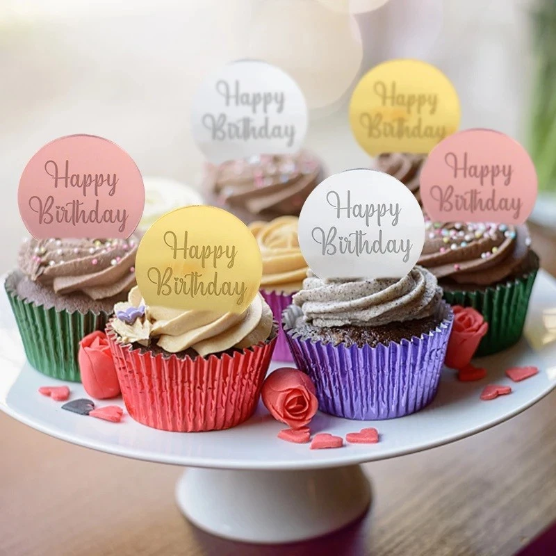 Disc Topper Happy Birthday v4 12 τμχ ΡΟΖ ΚΑΘΡΕΠΤΗΣ