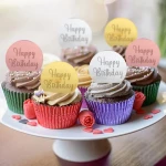 Disc Topper Happy Birthday v4 12 τμχ ΡΟΖ ΚΑΘΡΕΠΤΗΣ