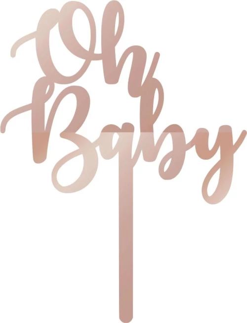 Cake Topper Oh Baby ROZE GOLD ΚΑΘΡΕΠΤΗΣ