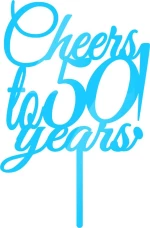 Cake Topper Cheers to 50 years ΓΑΛΑΖΙΟ ΚΑΘΡΕΠΤΗΣ
