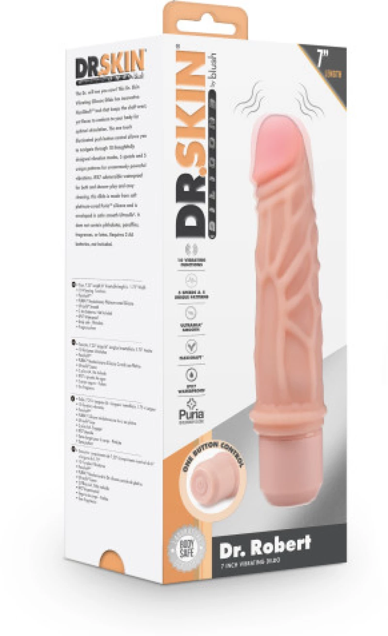 DR SKIN Dr Robert silicone vibrating dildo Beige 19 x 4.4 cm
