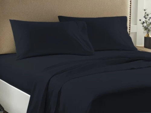 Σετ Σεντόνια Διπλά Μονόχρωμα Economy Γαρύφαλλο 200x245 - Μαύρο, Χωρίς Λάστιχο