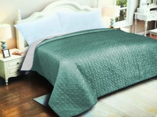 Κουβερλί Μονό Microfiber Διπλής Όψης Ρόμβος Γαρύφαλλο 160x220 - Τυρκουάζ-Γκρι
