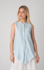 Πουκάμισο Γυναικείο Αμάνικο Light Blue