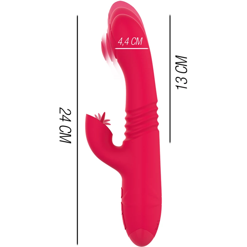 INTENSE - DUA MULTIFUNCTION RECHARGEABLE VIBRATOR UP & DOWN WITH RED TONGUE