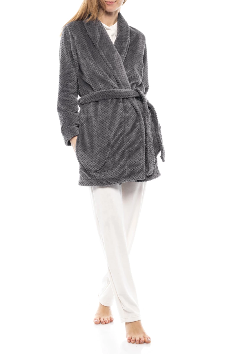 Γυναικεία Ρόμπα Pink Label - Fleece - Κοντή - Γκρι