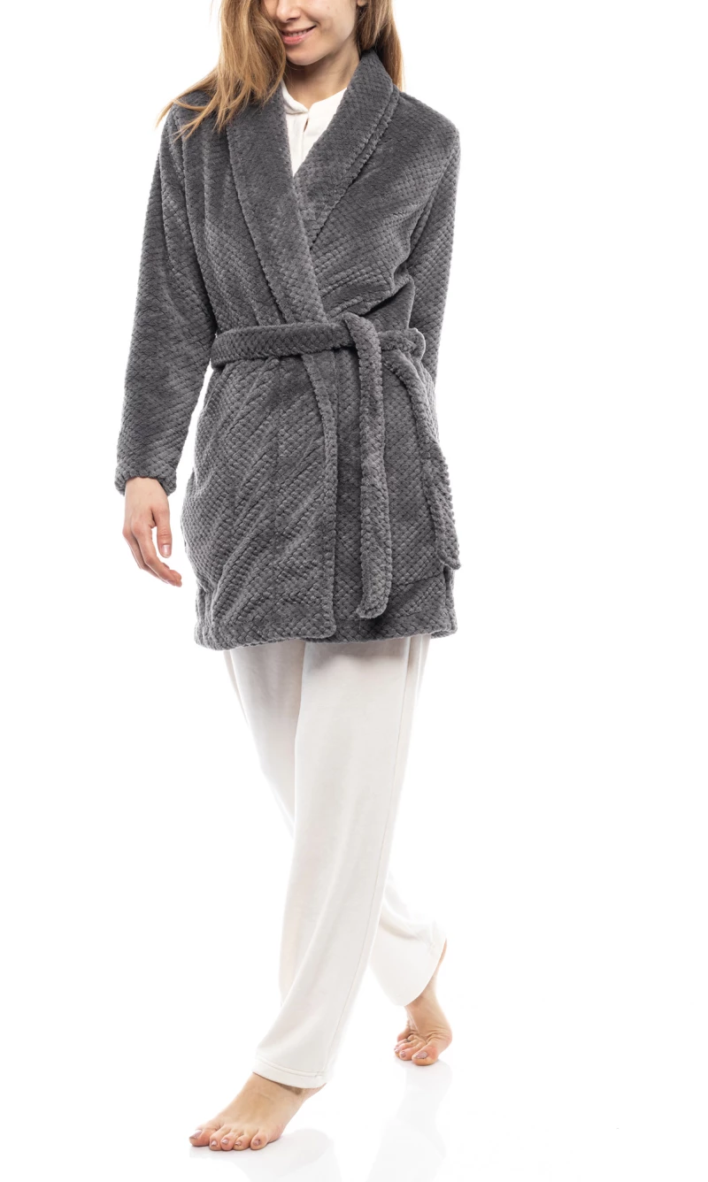 Γυναικεία Ρόμπα Pink Label - Fleece - Κοντή - Γκρι