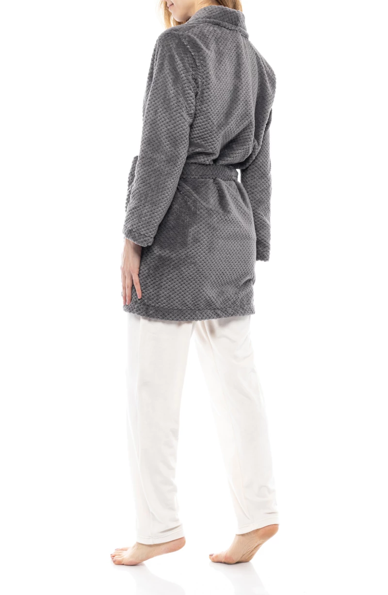 Γυναικεία Ρόμπα Pink Label - Fleece - Κοντή - Γκρι