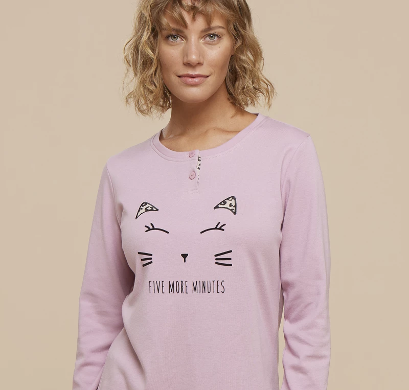 Γυναικεία πυτζάμα Noidinotte - Ροζ - Animal Print - Print Cat