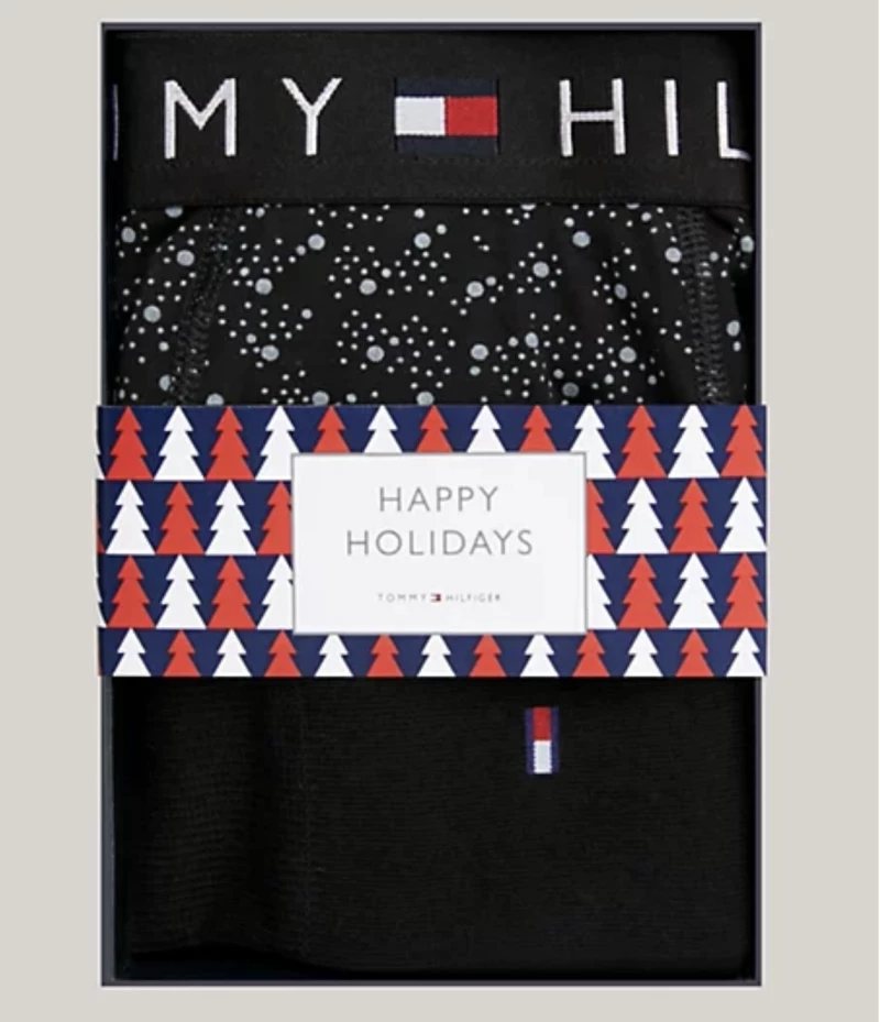 Ανδρικό Gift Pack Tommy Hilfiger - Μαύρο Boxer all over print - Μαύρες κάλτσες