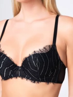 Σουτιέν Balconette Luna Crystal - Μαύρο - Μεγάλο στήθος - Cup D