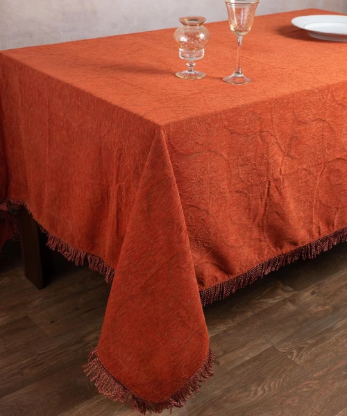 Σενίλ τραπεζομάντηλο 055 (200cm x 240cm) πορτοκαλί Silk Fashion