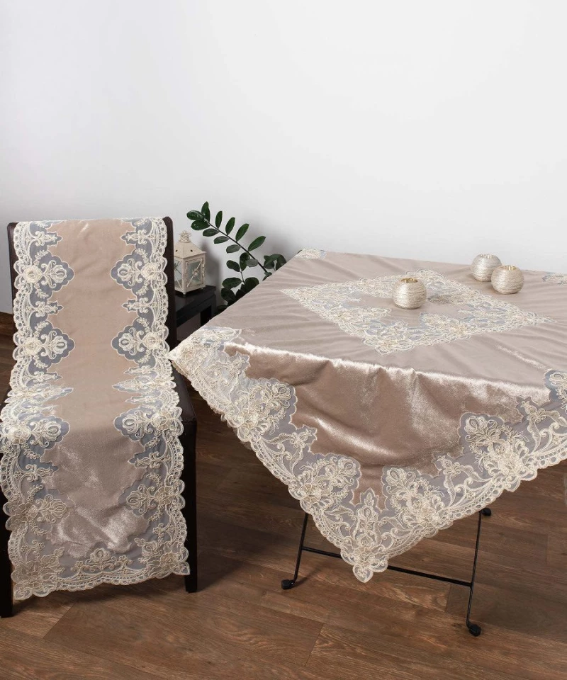 τραβέρσα (45cm X 170cm)  YL169-14B μπεζ Silk Fashion