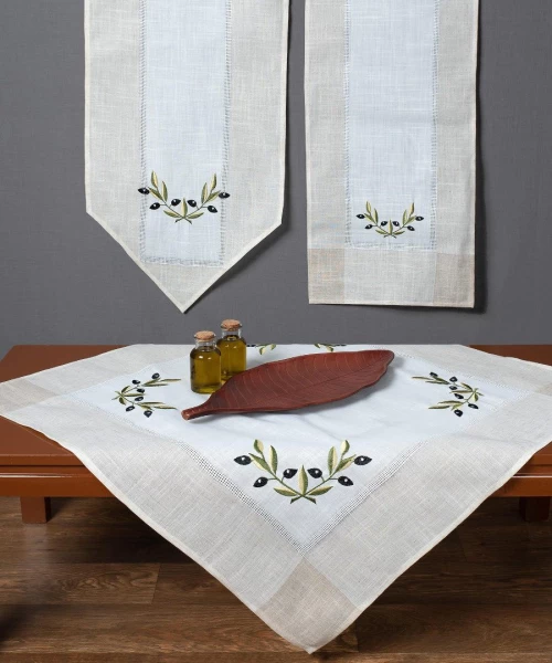 Τραβέρσα bg23a (45cm x 250cm) ivory με μαύρη ελιά Silk Fashion