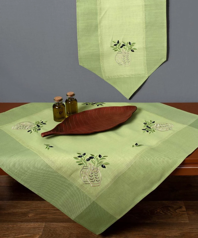 Τραπεζομάντηλο N1 (160cm x 210cm) oval πράσινο Silk Fashion