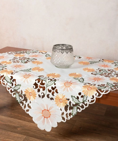 Σατέν κοφτό τραπεζοκαρέ (135cm x 135cm) 291 πορτοκαλί Silk Fashion