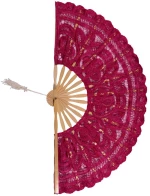 Χειροποίητη βεντάλια (22cm) φούξια Silk Fashion
