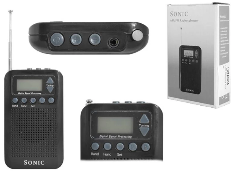 SONIC φορητό ραδιόφωνο R-9388, πτυσσόμενη κεραία, μαύρο