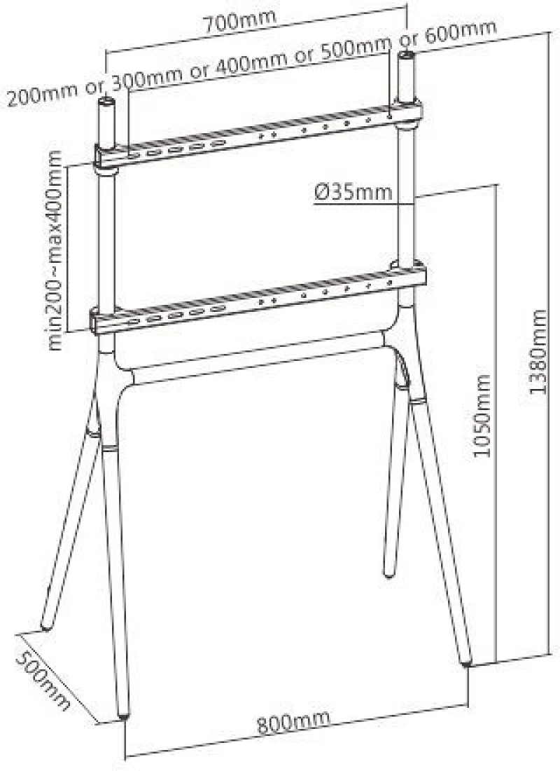 BRATECK βάση δαπέδου FS12-46F-01 για τηλεόραση 49-70", έως 40kg