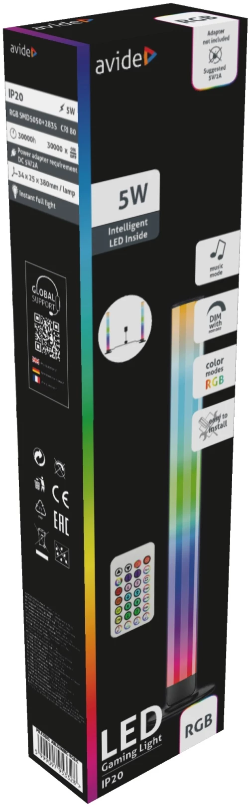 Avide Gamer Light 5W RGB+IC with IR remote