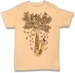 Saxophone Tree Tshirt Μπεζ