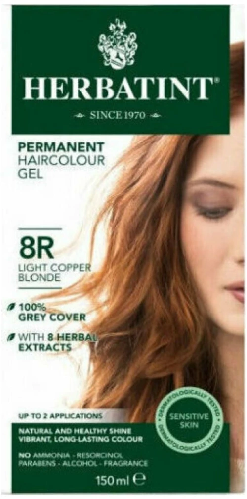 Herbatint Permanent Haircolor Gel 8R Φυτική Βαφή Μαλλιών Ξανθό Ανοιχτό Χαλκού 150ml