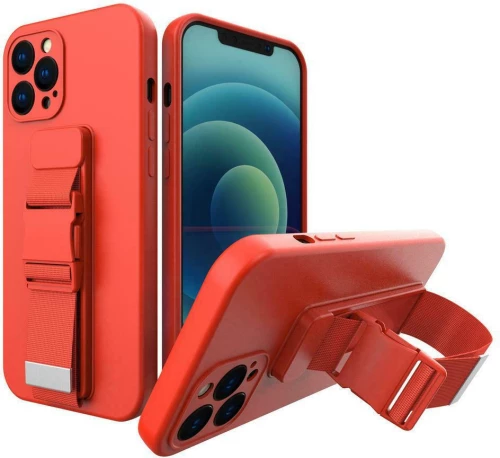 Hurtel Rope Back Cover Σιλικόνης με Λουράκι Κόκκινο (iPhone XS Max)
