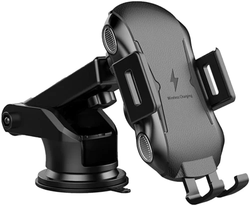 Techsuit - Car Holder with Wireless Charging Premium (CAPD032) - for Dashboard, Windshield, Air Vent, 10W - Black